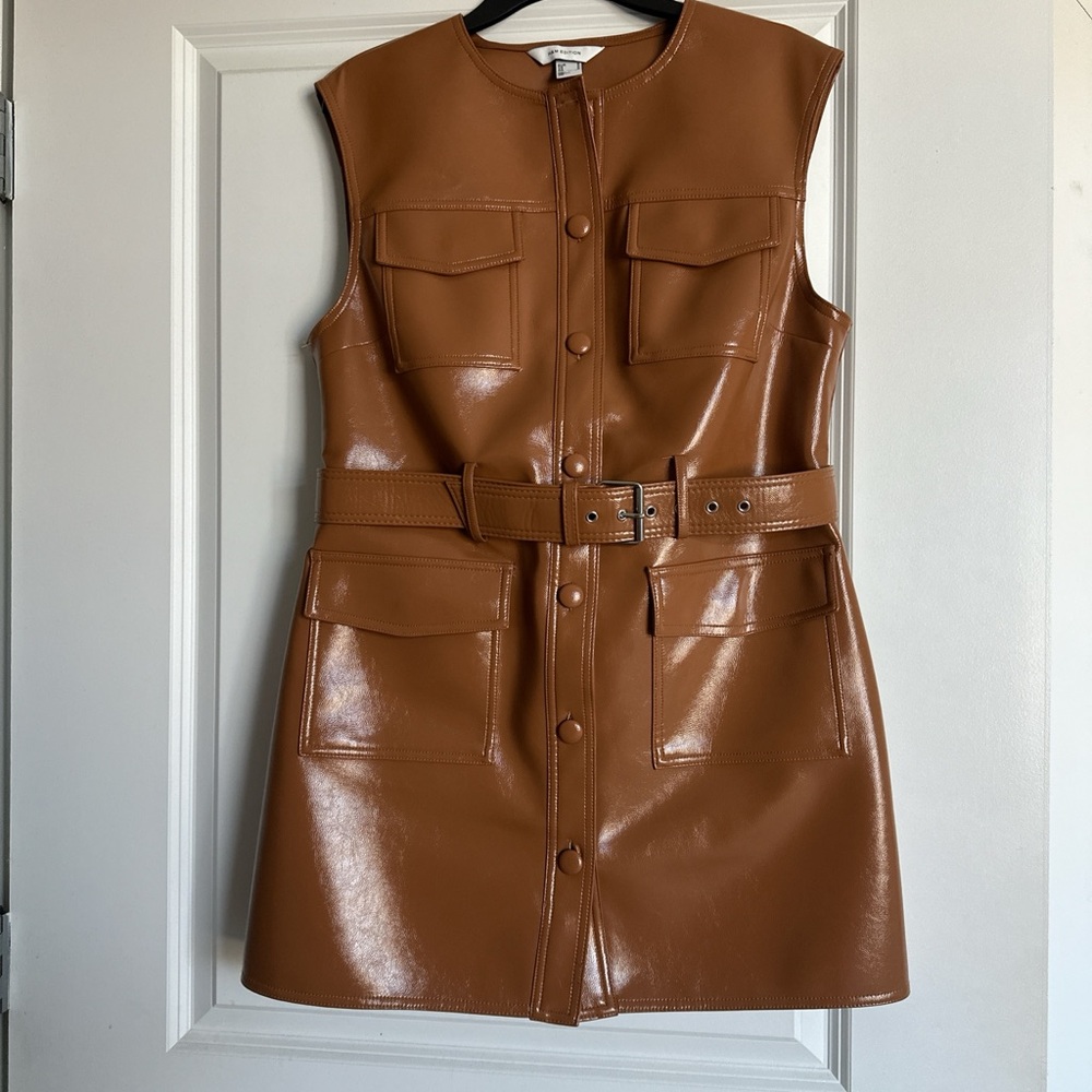 H&M Brown Faux Leather Dress
